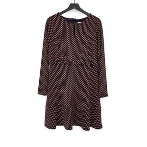 LOFT Long Sleeve Keyhole Neck Mini Dress Black Pink Yellow 4